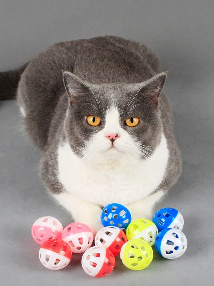 Cat Toy Ball Sounding Bell Interactive Funny Cat Toy Multicolor Plastic Hollow Toy Ball Pet Supplies