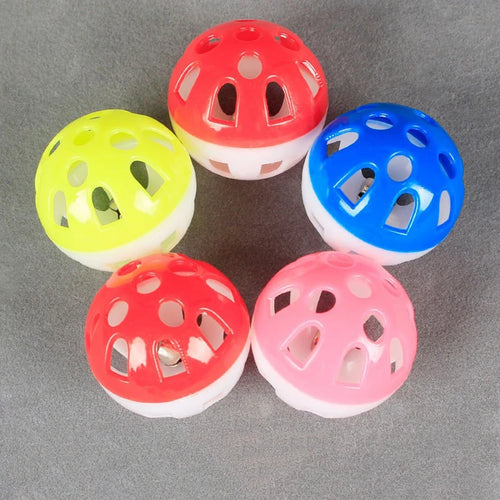 Cat Toy Ball Sounding Bell Interactive Funny Cat Toy Multicolor Plastic Hollow Toy Ball Pet Supplies