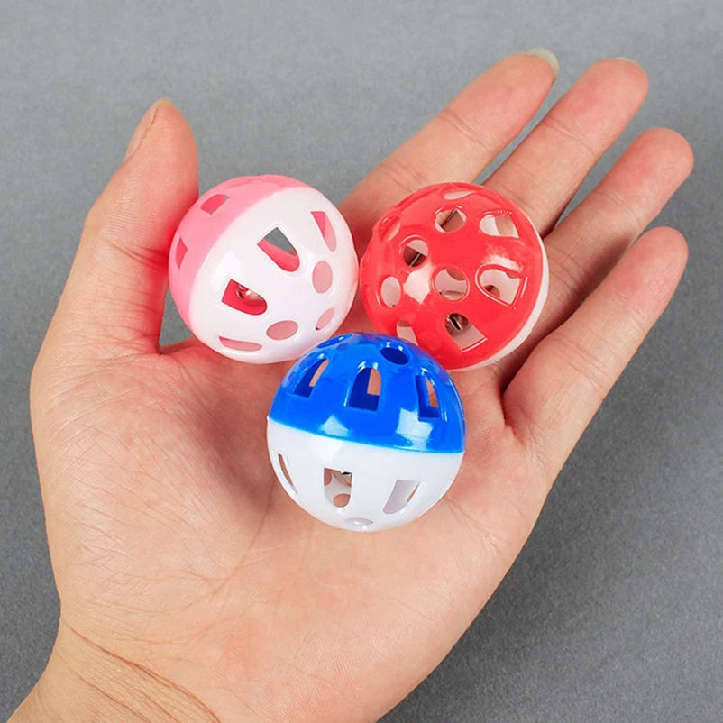 Cat Toy Ball Sounding Bell Interactive Funny Cat Toy Multicolor Plastic Hollow Toy Ball Pet Supplies