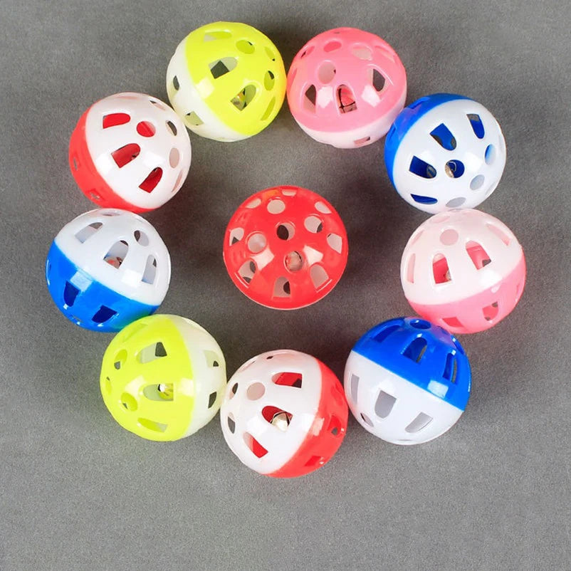 Cat Toy Ball Sounding Bell Interactive Funny Cat Toy Multicolor Plastic Hollow Toy Ball Pet Supplies