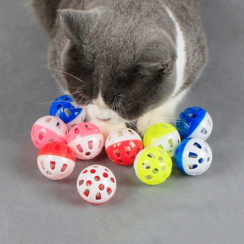 Cat Toy Ball Sounding Bell Interactive Funny Cat Toy Multicolor Plastic Hollow Toy Ball Pet Supplies